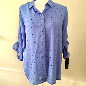 Apt. 9 Blue with Black Pattern Flowing Blouse